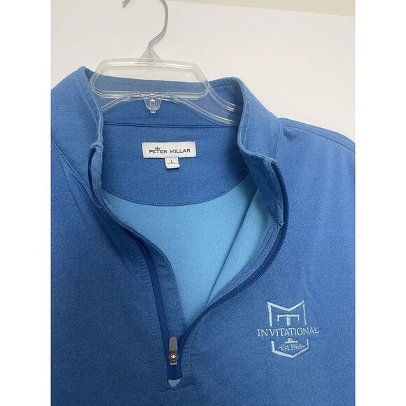 Peter Millar Vest Men's Large 1/4 Zipper Pullover Sweater Blue Golf - Picture 3 of 5